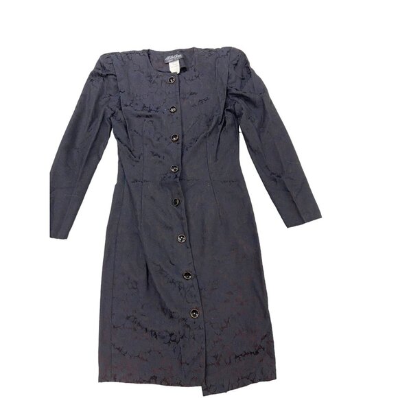 All that Jazz Dresses & Skirts - Vintage 90s All That Jazz Black Coat Dress Size 5/6 Floral Satin Brocade